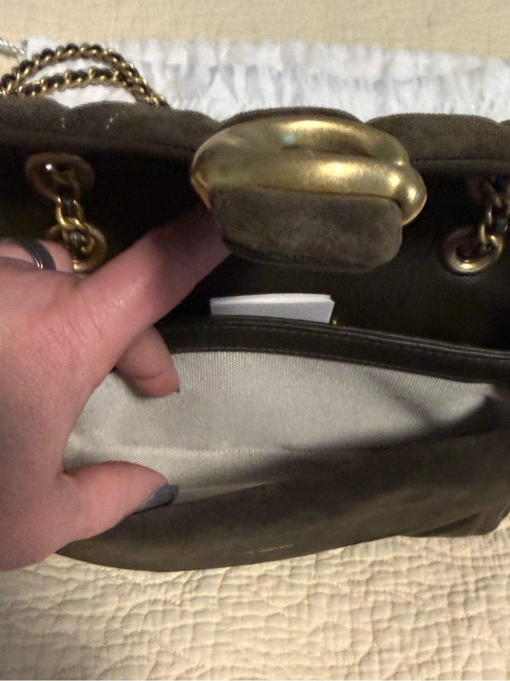 Coach Tabby 2026 Quilted Shoulder Bag in Olive Green Swede with Gold Hardware! 😍 - Picture 12 of 14